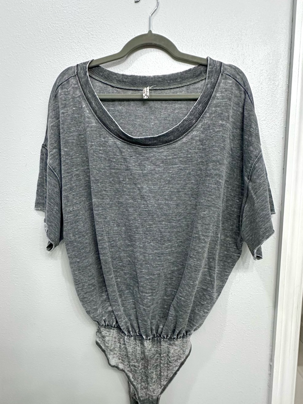 Free People Washed Gray Scoop-Neck Bodysuit